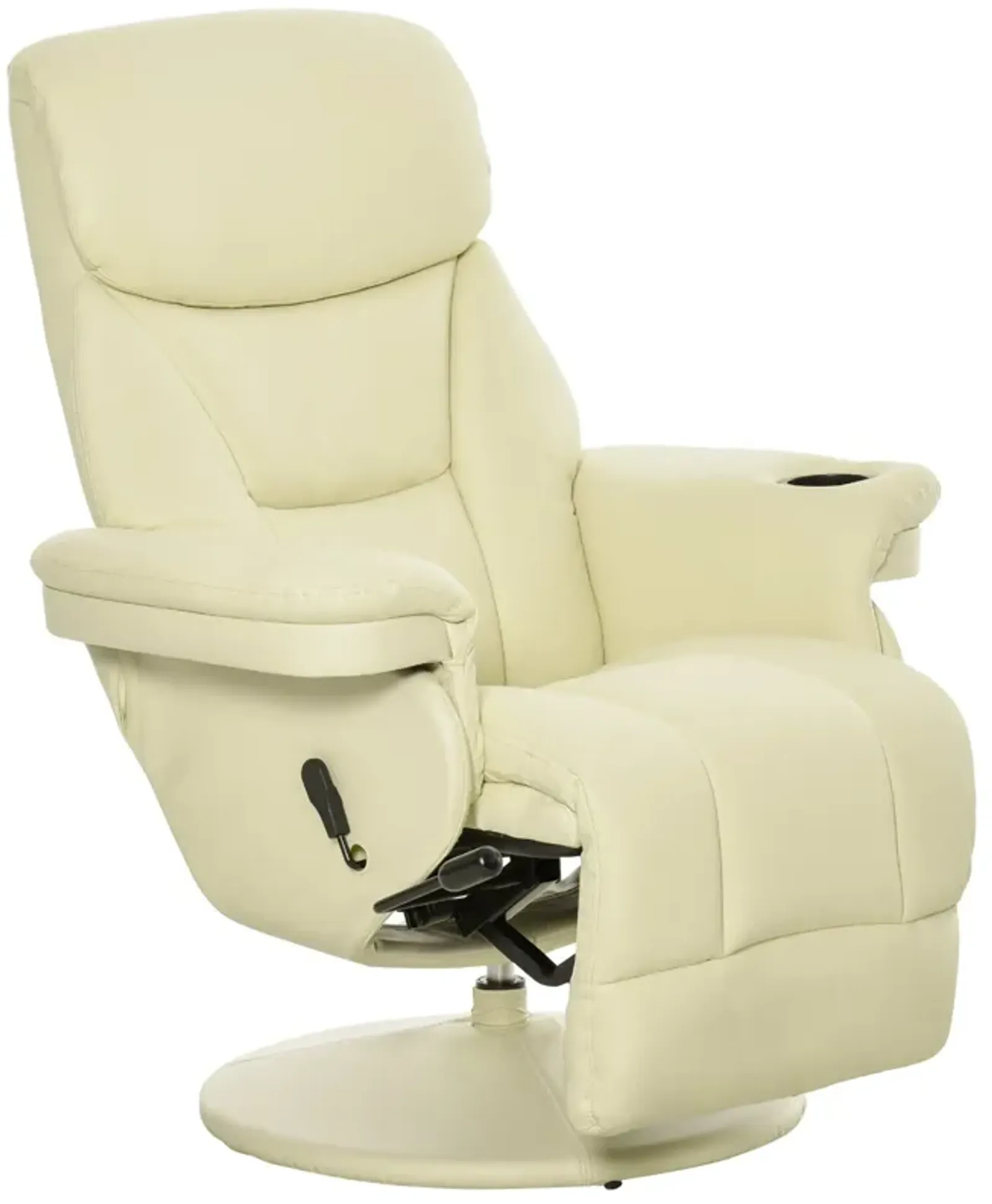 Cream White Relaxer: Swivel Recliner Chair with Side Pocket