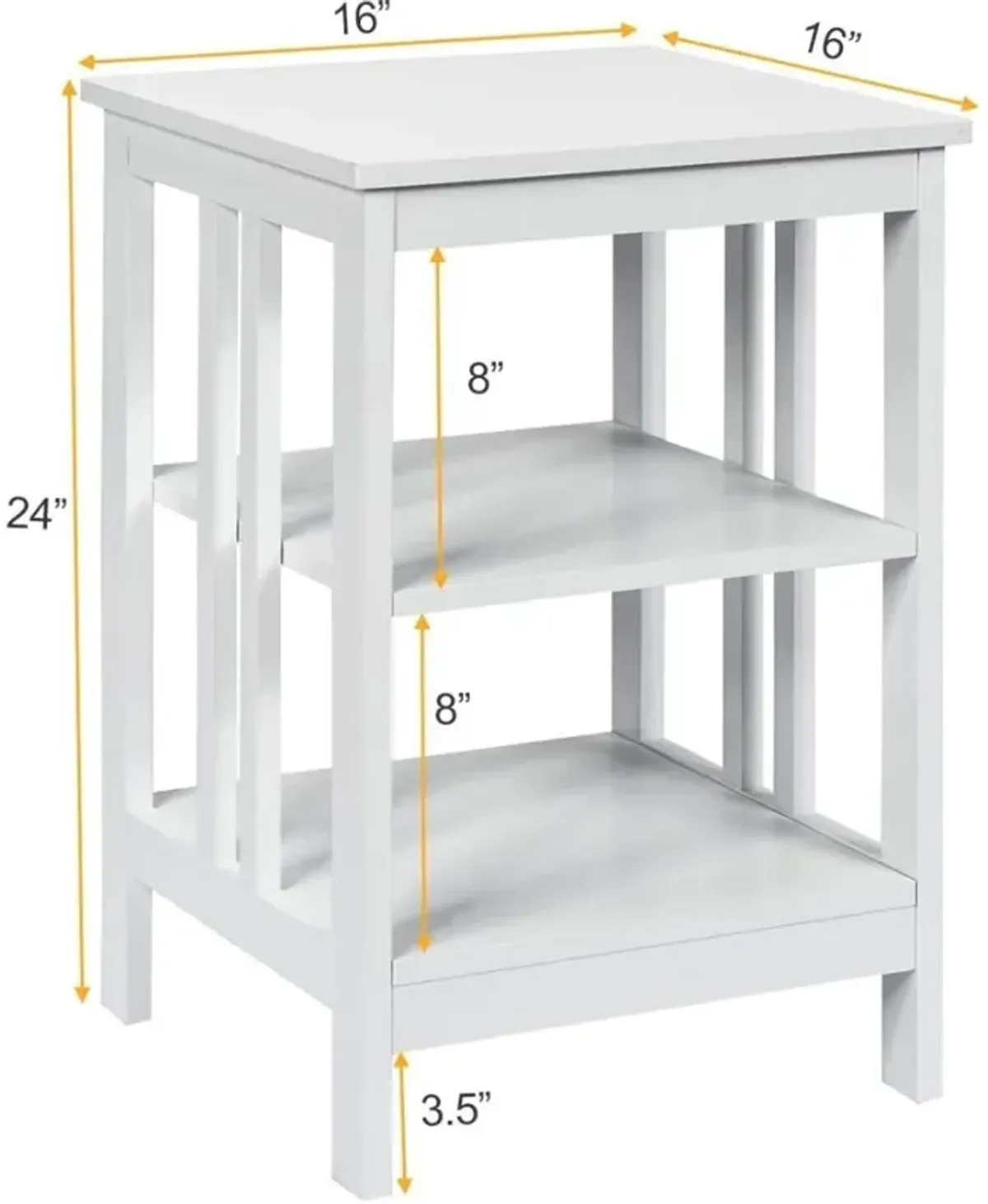 Set of 2 3-Tier Nightstand with Reinforced Bars and Stable Structure