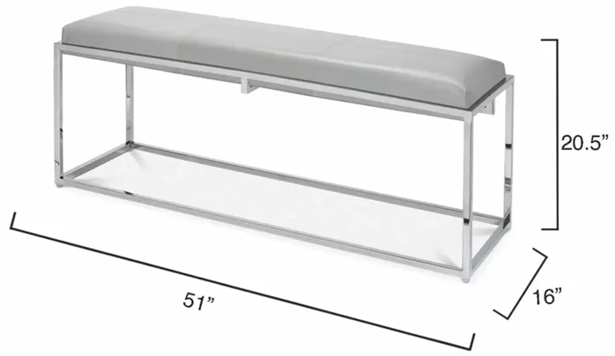 Shelby Leather Bench - Grey