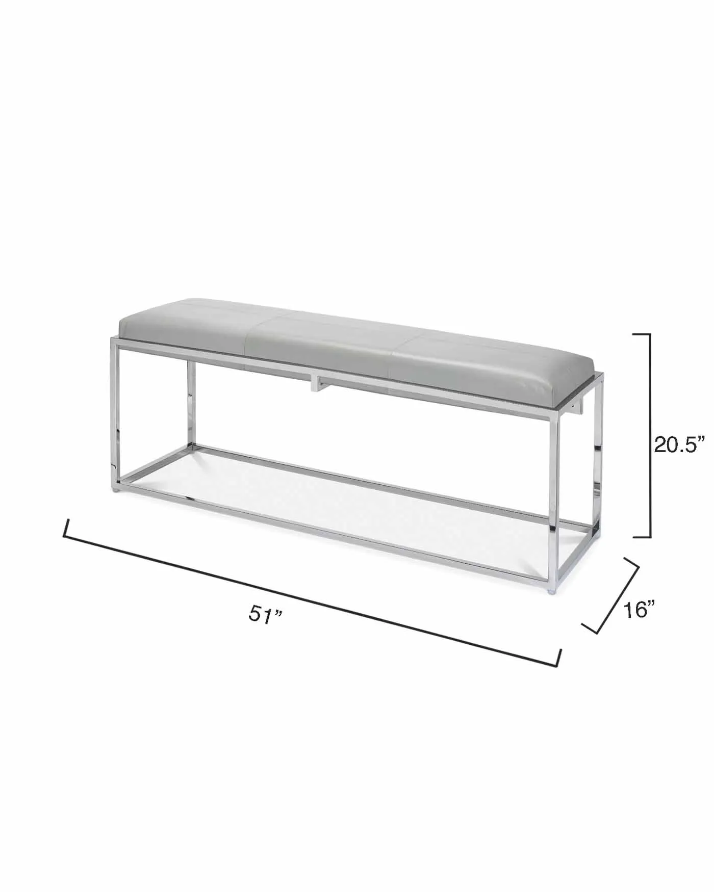 Shelby Leather Bench - Grey