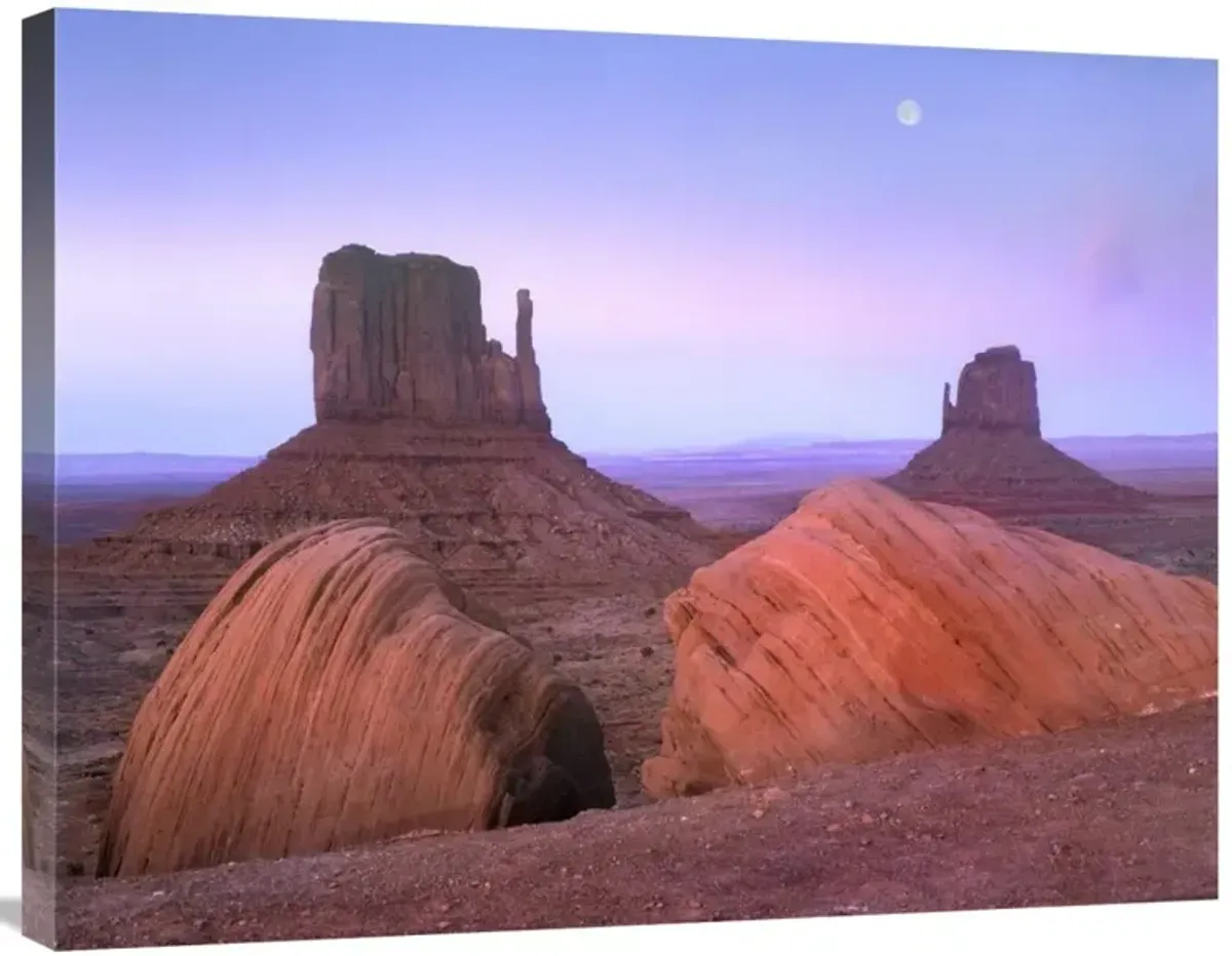 Moon over mittens, Monument Valley, Arizona-Canvas Art-32x24