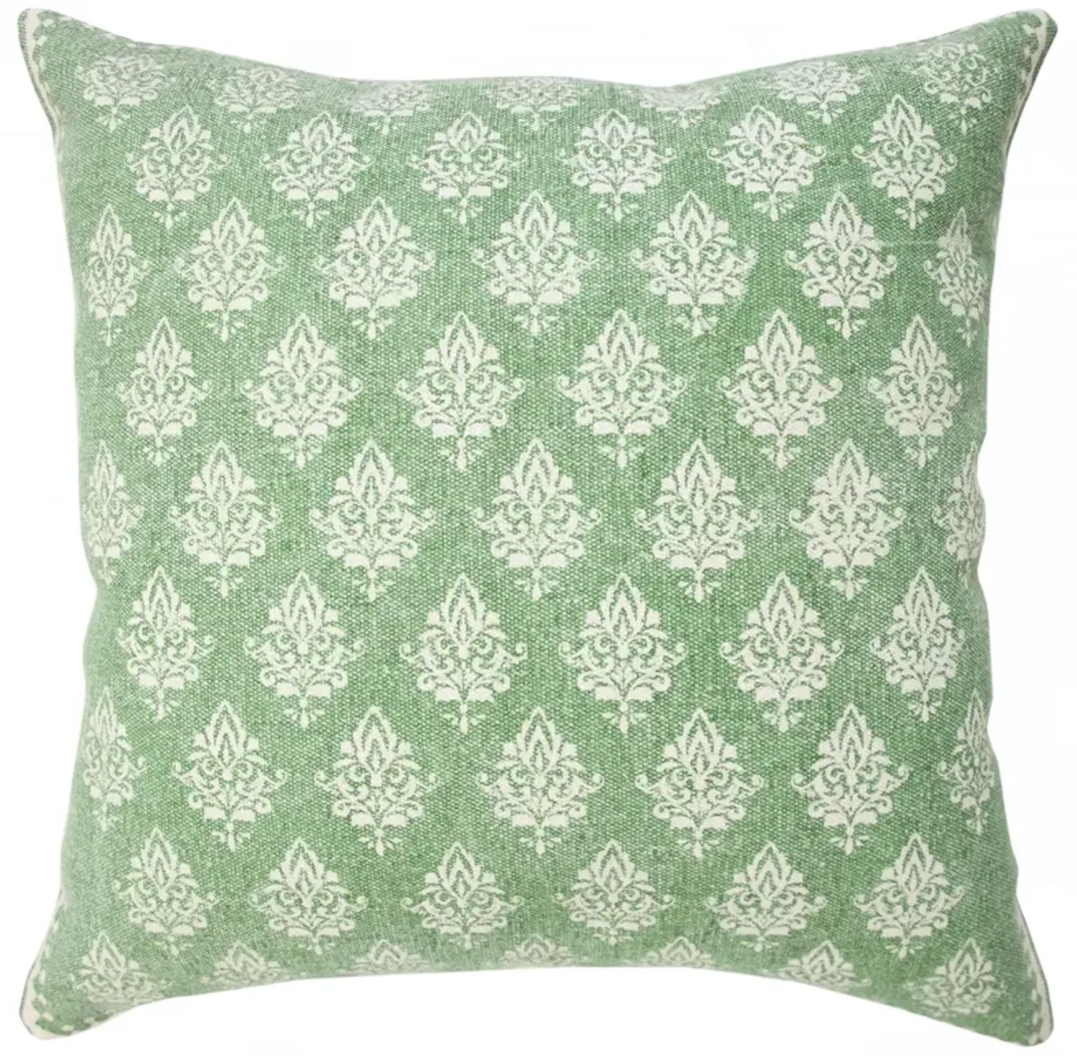 20" Green and White Floral Pattern Square Throw Pillow