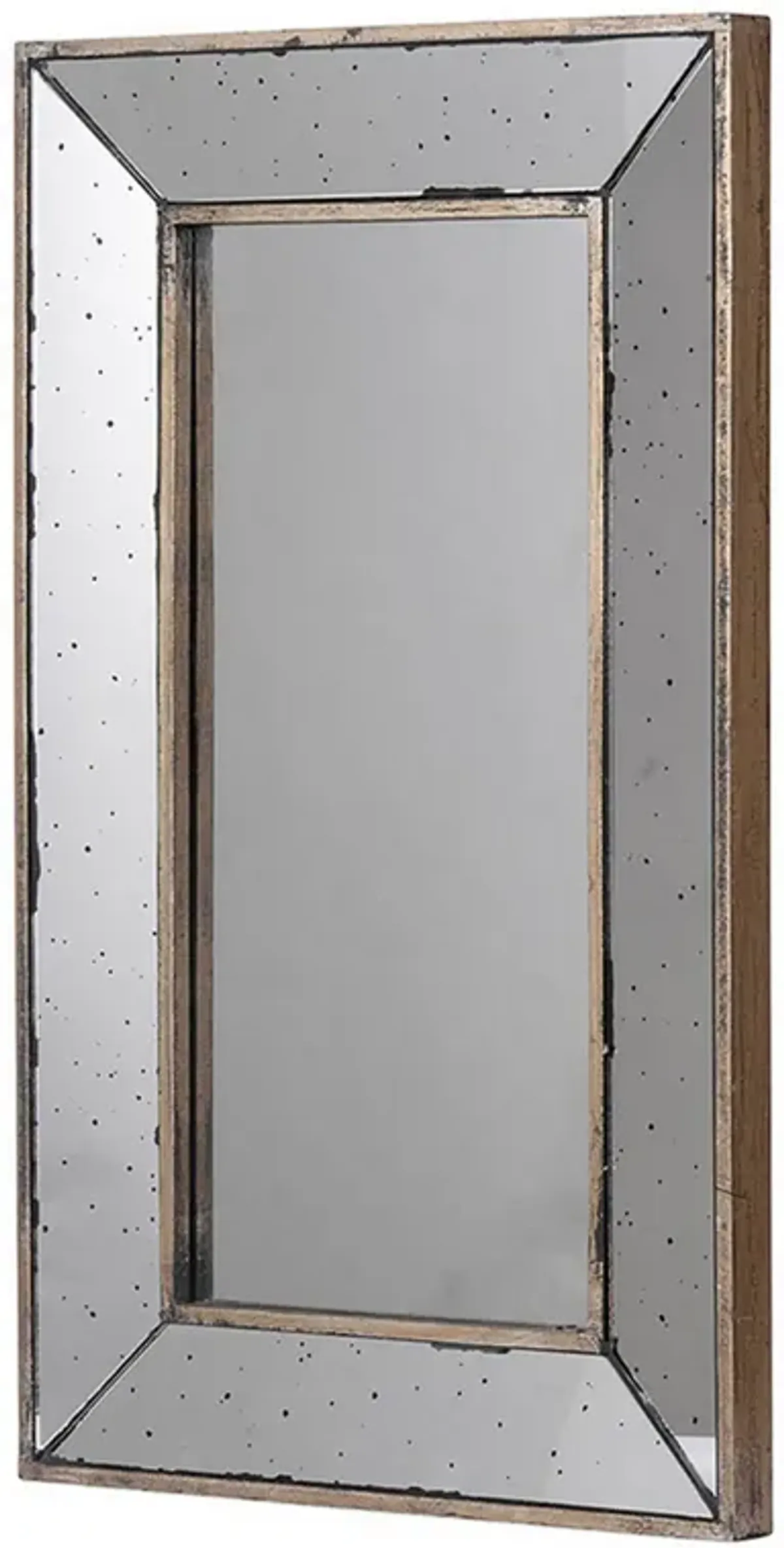 Filo 24 Inch Wall Mirror, Raised Tray Edges, Mirrored Rectangular Frame