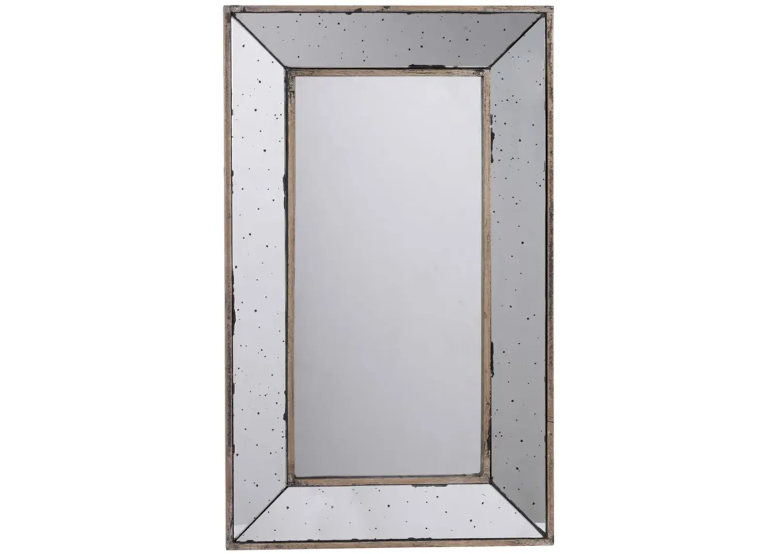 Filo 24 Inch Wall Mirror, Raised Tray Edges, Mirrored Rectangular Frame