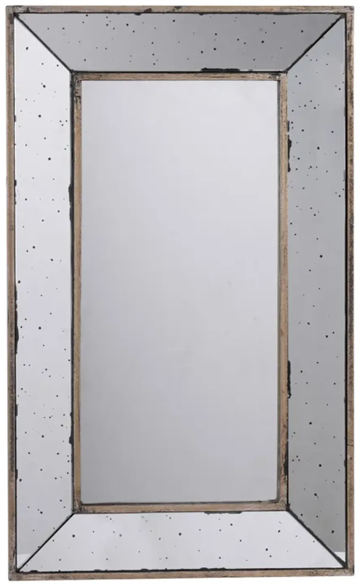 Filo 24 Inch Wall Mirror, Raised Tray Edges, Mirrored Rectangular Frame