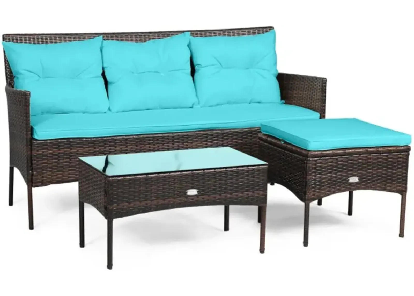 Hivvago 3 Pieces Patio Furniture Sectional Set with 5 Cozy Cushions