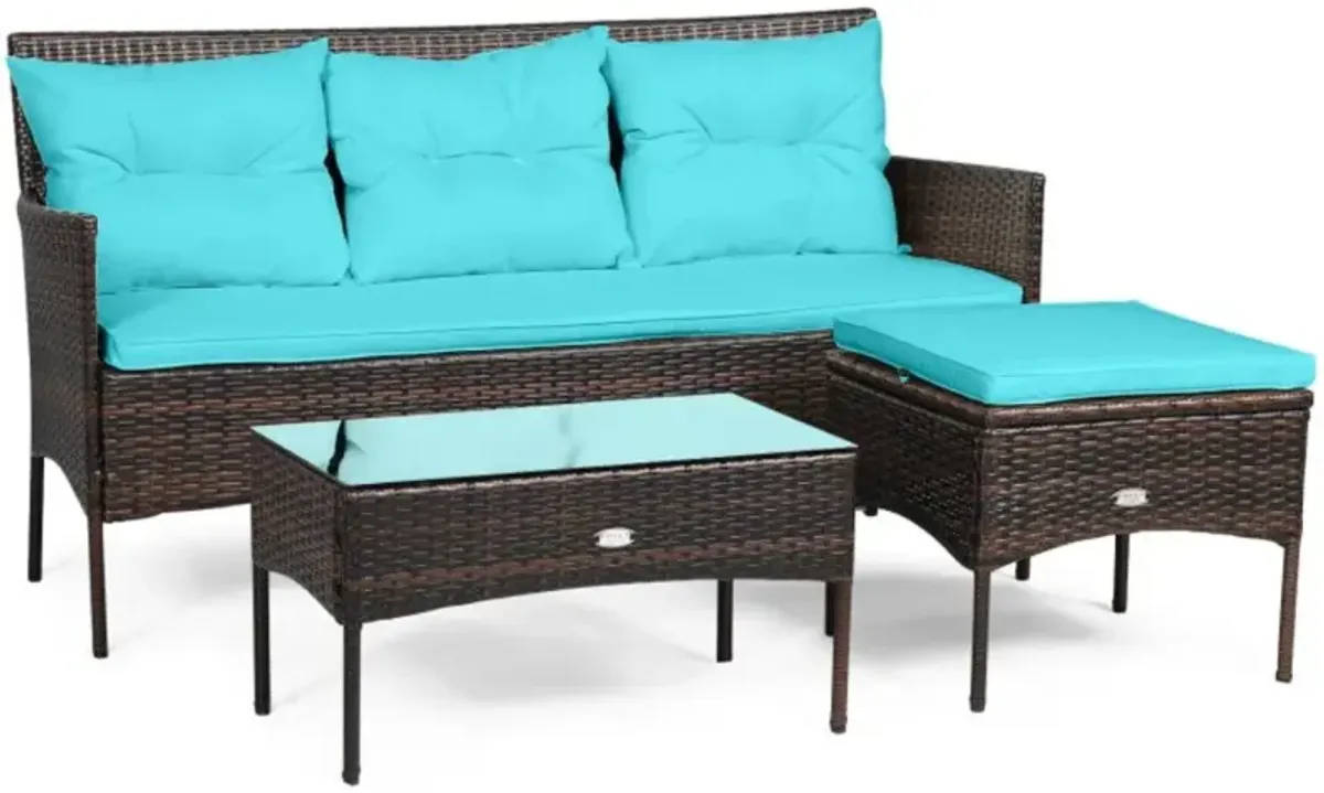 Hivvago 3 Pieces Patio Furniture Sectional Set with 5 Cozy Cushions