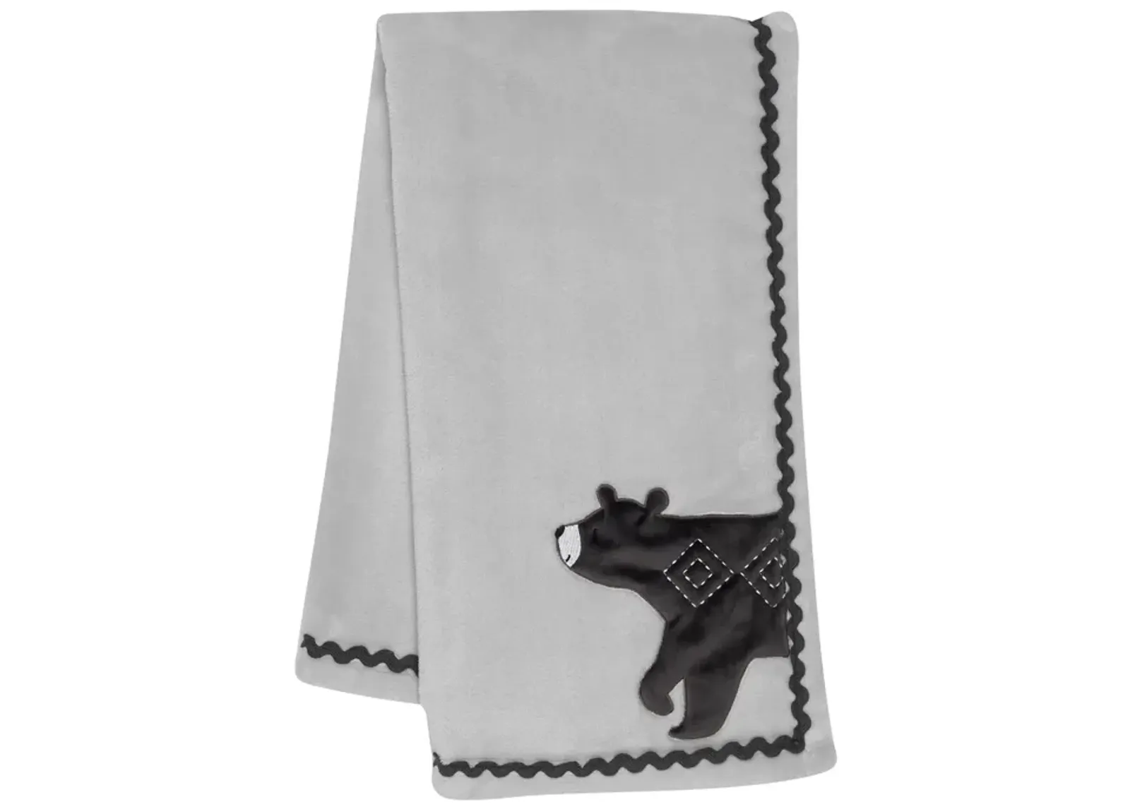 Lambs & Ivy Woodland Forest Gray Fleece Bear Nursery Baby Blanket