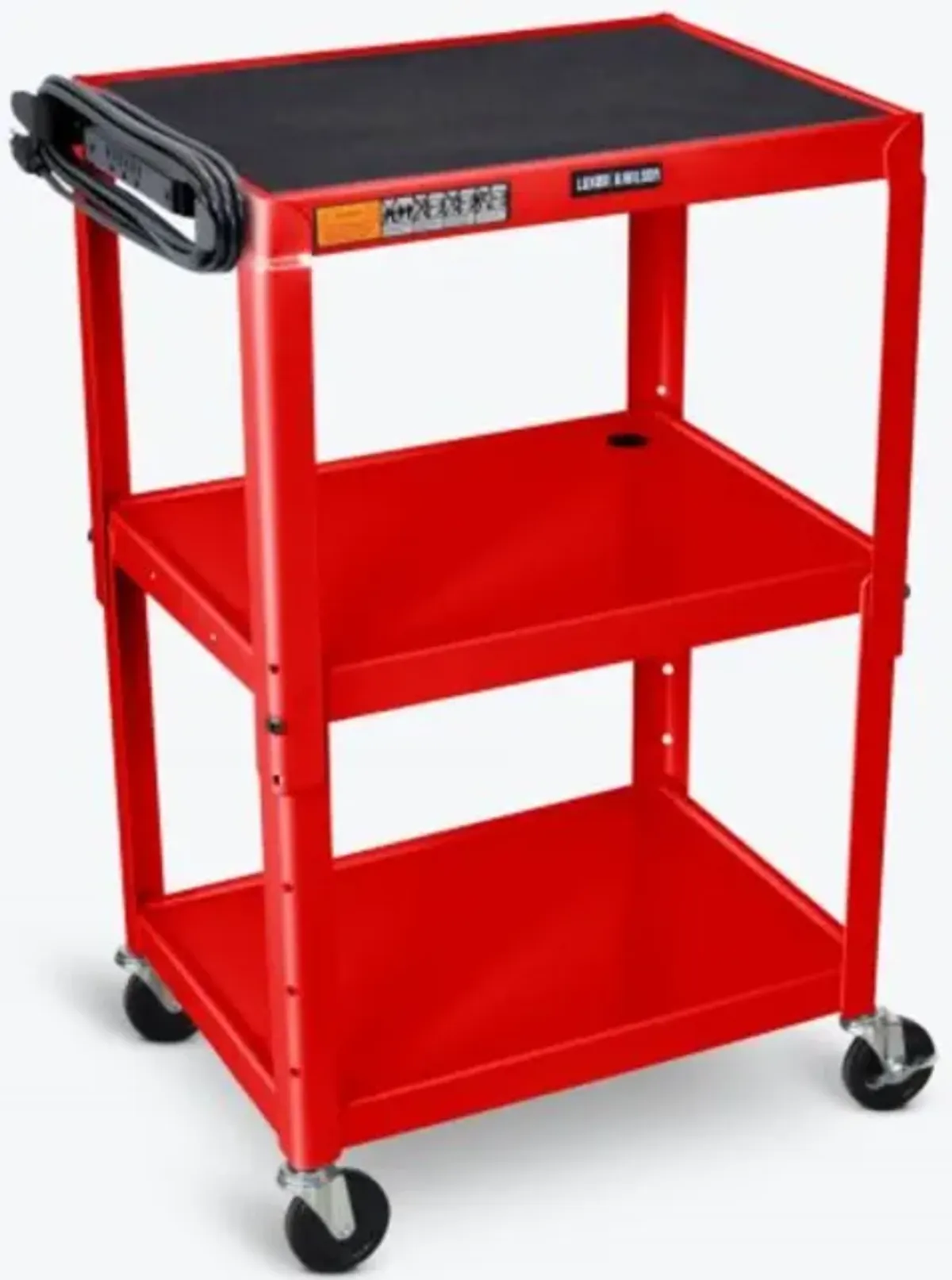 Luxor Red 42" Adj Height Cart w/ Cabinet