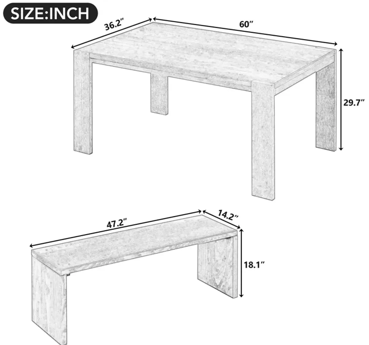 Merax  3-piece Farmhouse Dining Set