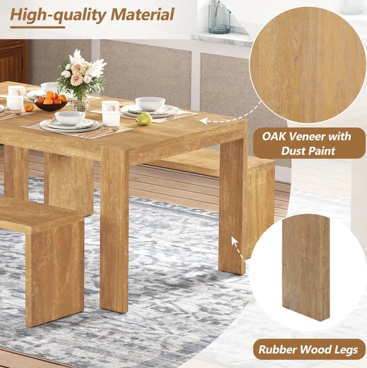 Merax  3-piece Farmhouse Dining Set