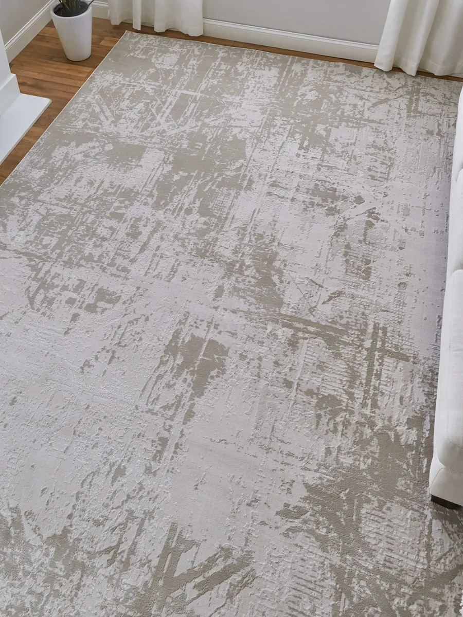 Prasad 39NAF 1'8" x 2'10" Ivory/Taupe/Silver Rug