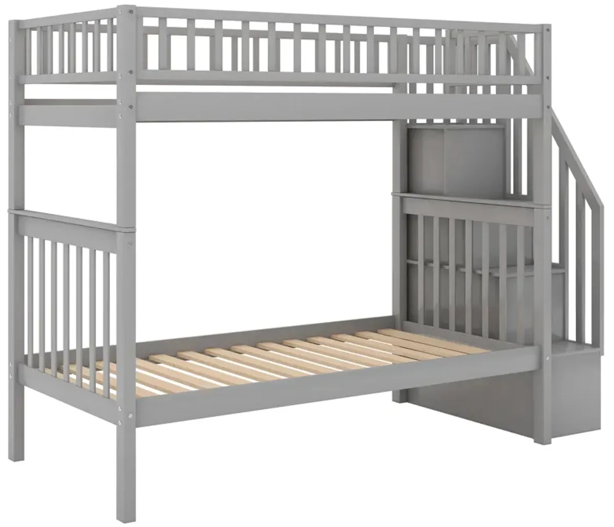 Merax Solid Bunk Bed with Trundle and Storage