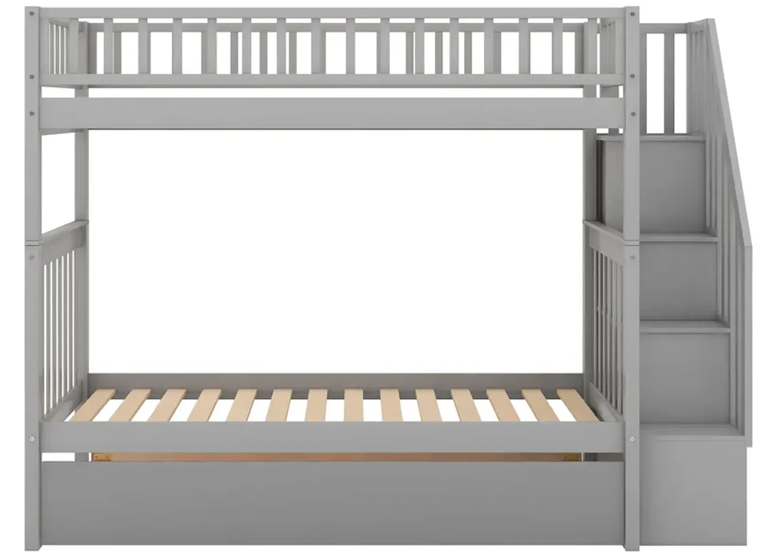 Merax Solid Bunk Bed with Trundle and Storage