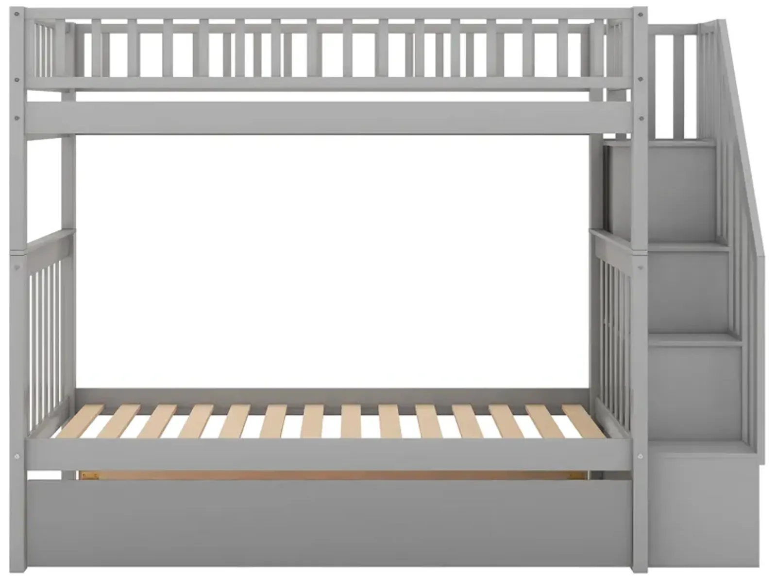 Merax Solid Bunk Bed with Trundle and Storage