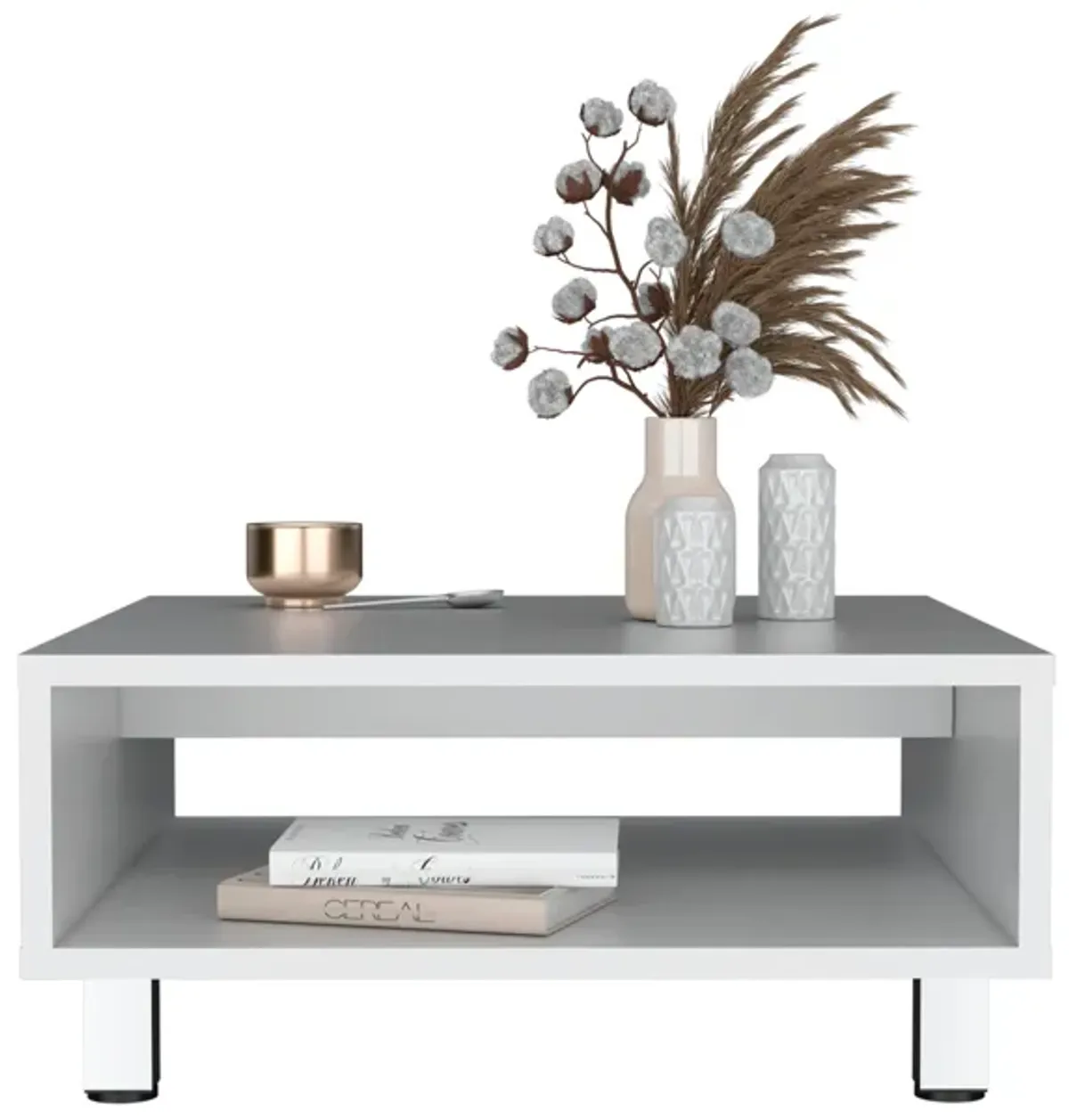 Chiniak Coffee Table 10.6" H, 1 shelf, 4 legs, Black