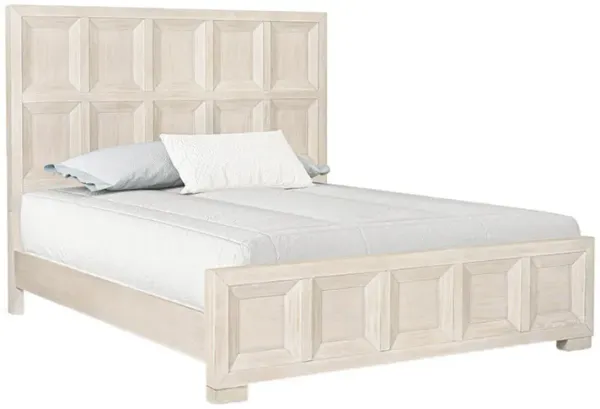 Kizie Queen Size Bed, Modern Classic Recessed Panels, Beige Solid Wood - Benzara