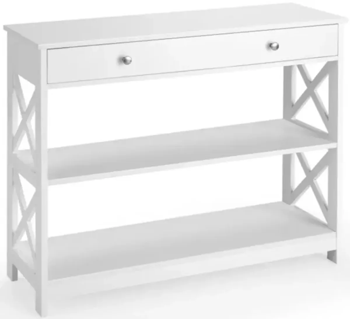 Hivvago Console Table 3-Tier with Drawer and Storage Shelves