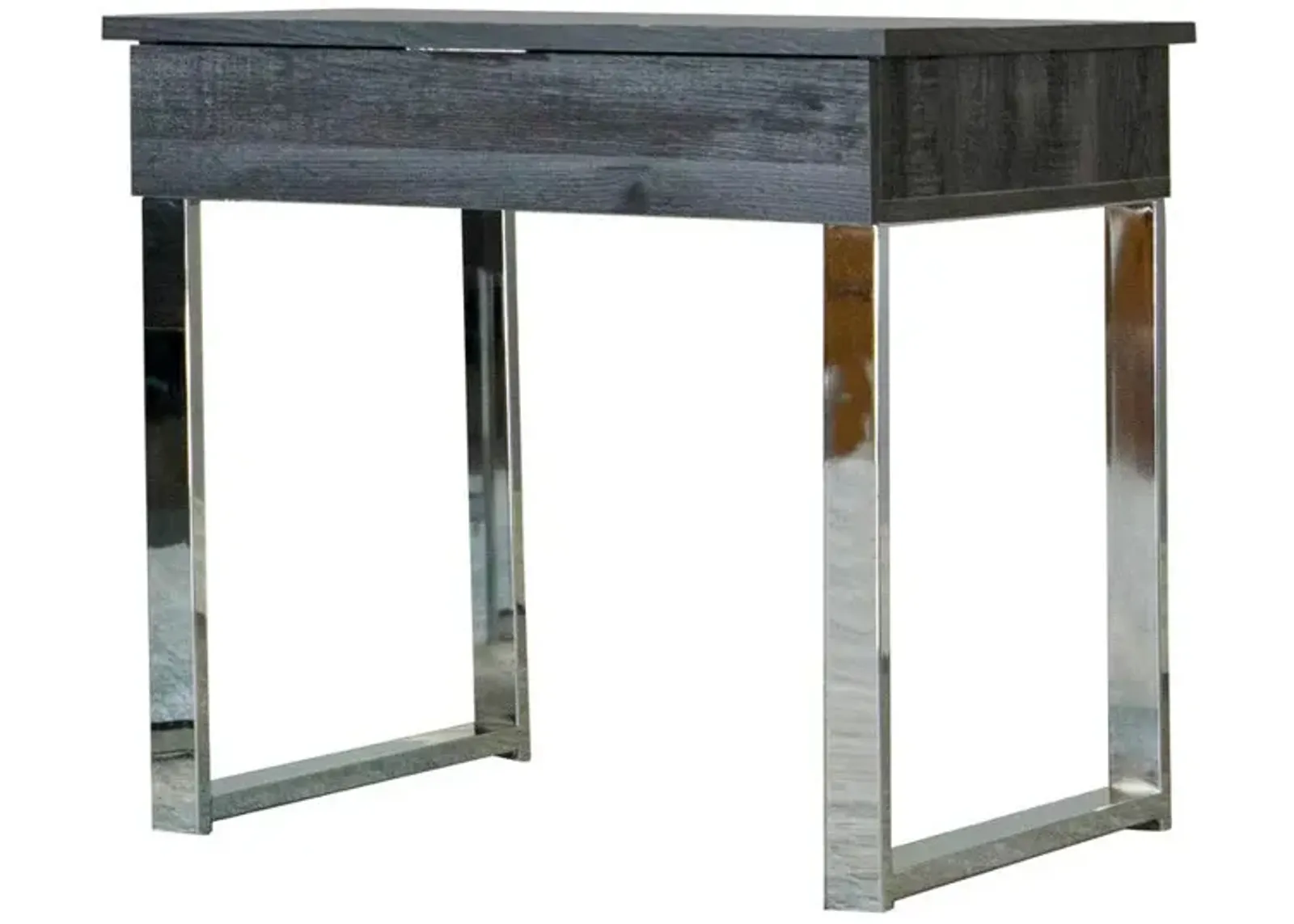 Aldine Square 1-drawer End Table Dark Charcoal and Chrome