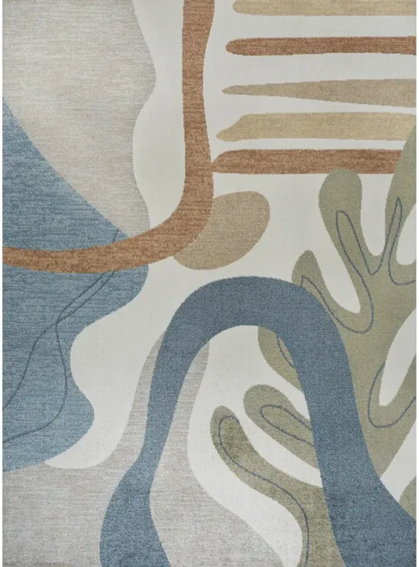 Algae Abstract Glam Botanical Machine-Washable Area Rug