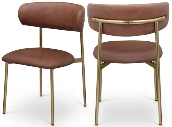 Meridian Furniture Lupita Brown Vegan Leather Dining Chair, Set of 2