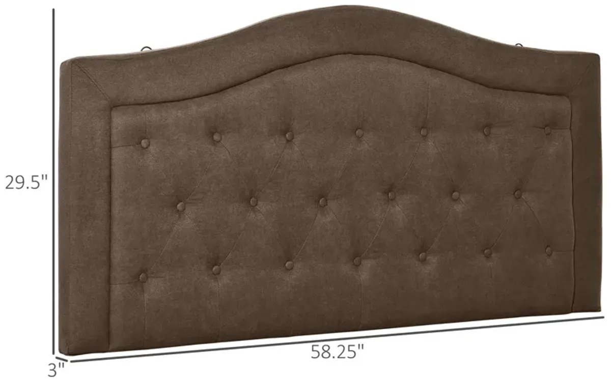 Upholstered Headboard, Button Tufted Bedhead Board, Home Bedroom Decoration for Full-Sized Beds, Brown