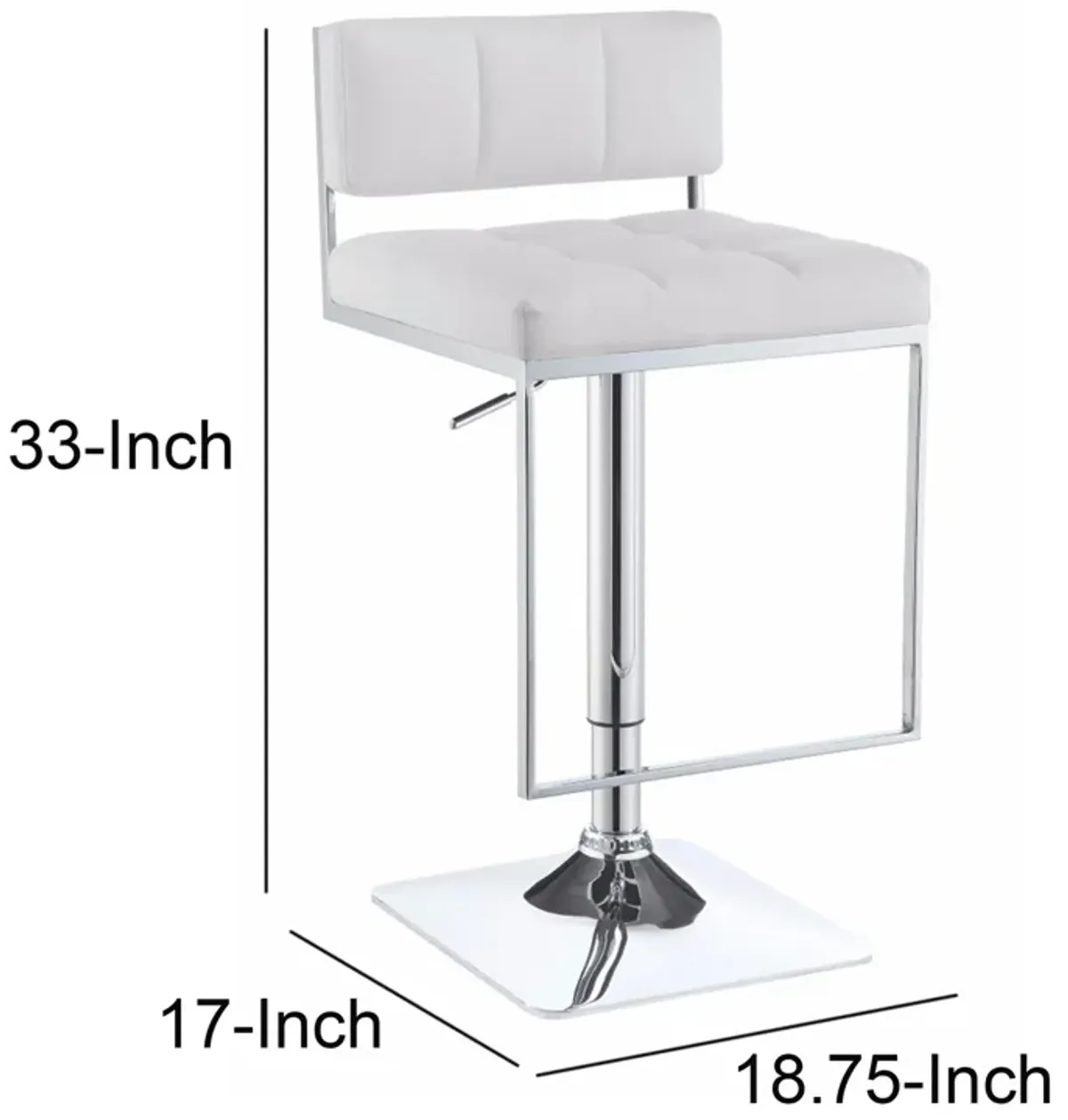 Adjustable Modern Metal Bar Stool, White & Silver-Benzara