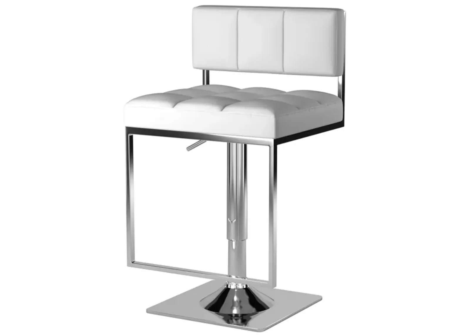 Adjustable Modern Metal Bar Stool, White & Silver-Benzara