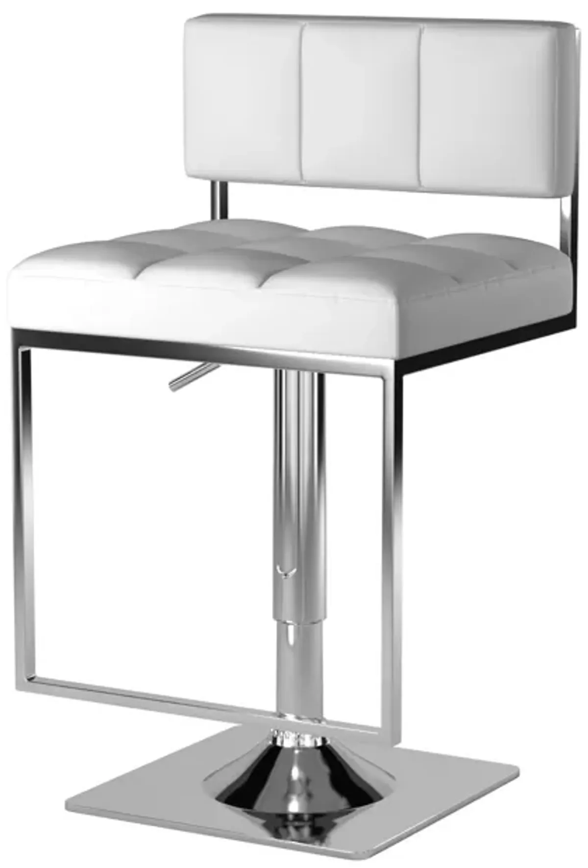 Adjustable Modern Metal Bar Stool, White & Silver-Benzara