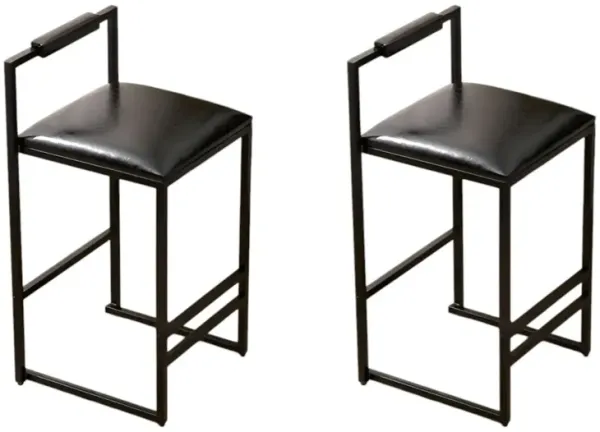 Set of 2 Counter Height Bar Stools with Backrest, PU Leather Upholstered Chairs with Footrest