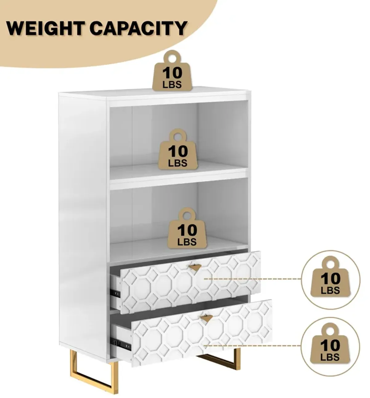 MONDAWE 28" Wood Display Bookshelf Storage Organizer Bookcase Storage Cabinet With 2 Drawers