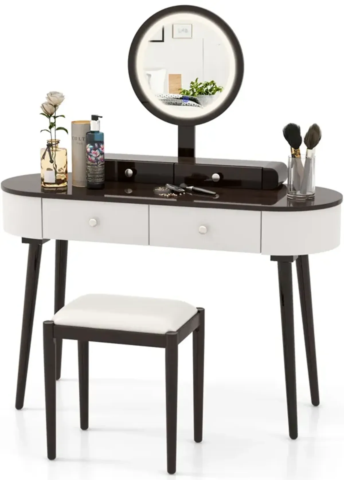 Makeup Vanity Table Set with LED Mirror and 3 Spacious Drawers