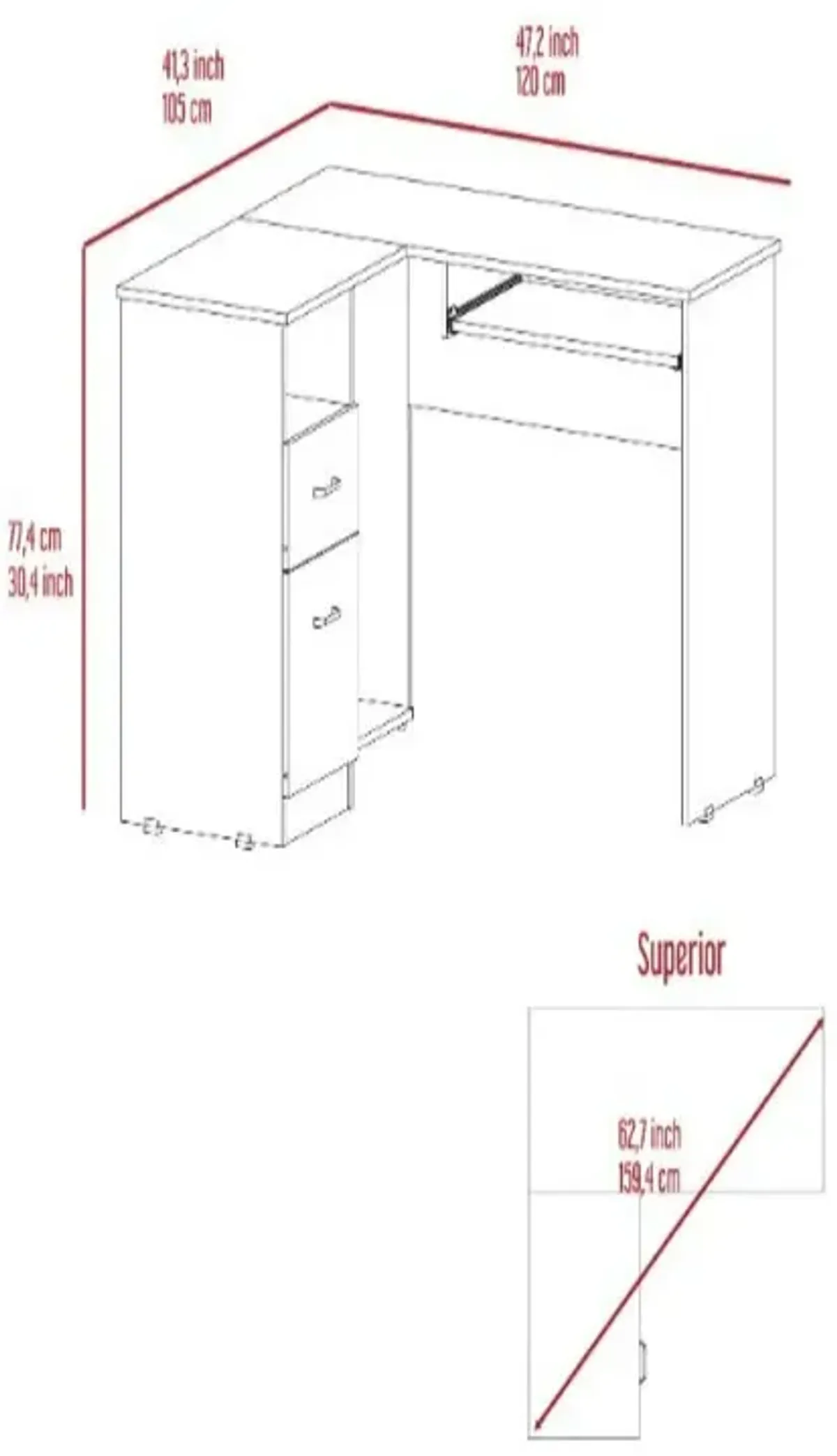 L-Shaped Desk Bradford, Office, Black