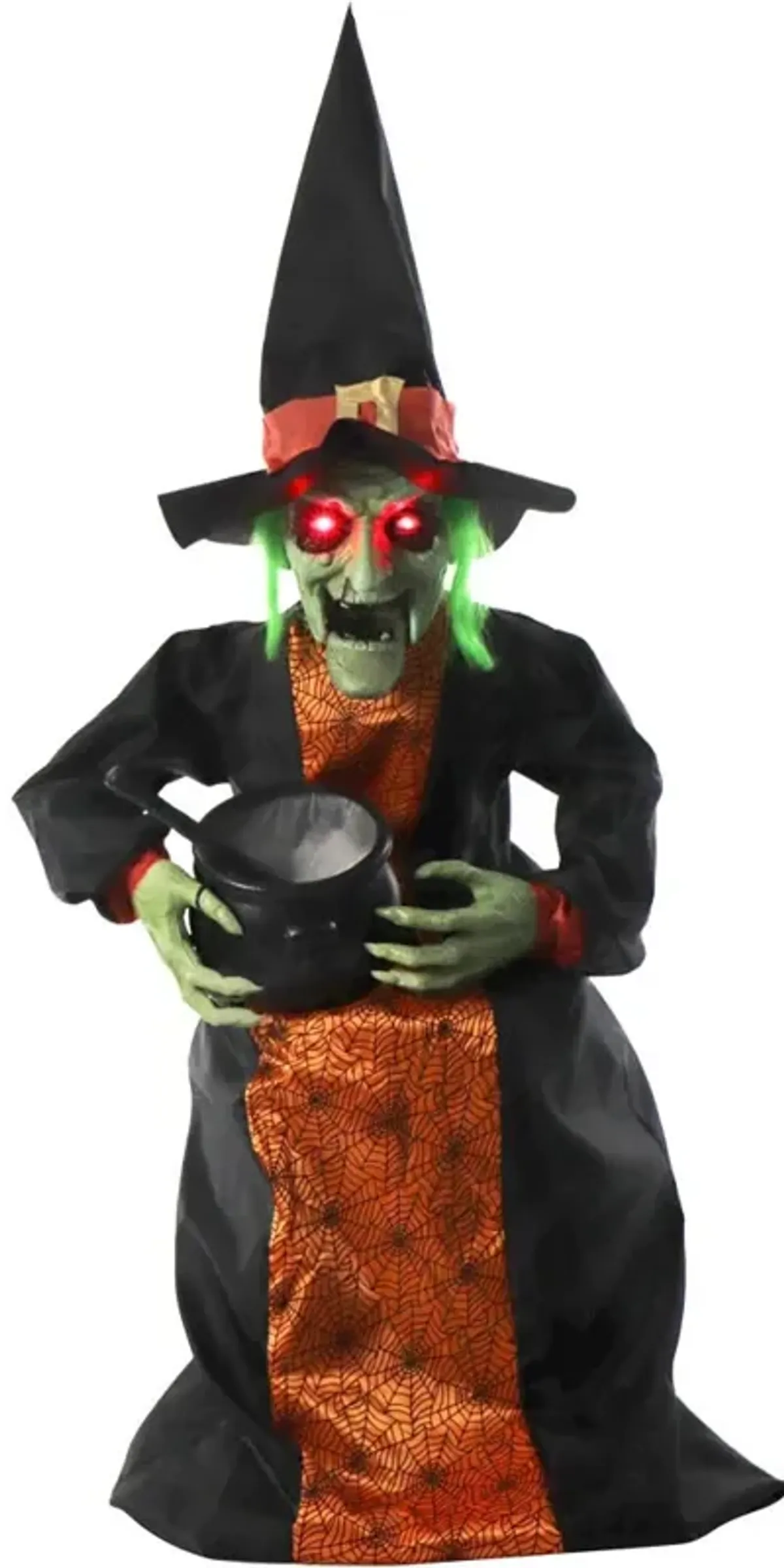 Haunted Hill Farm 59'' Talking Witch w/ mini Couldron