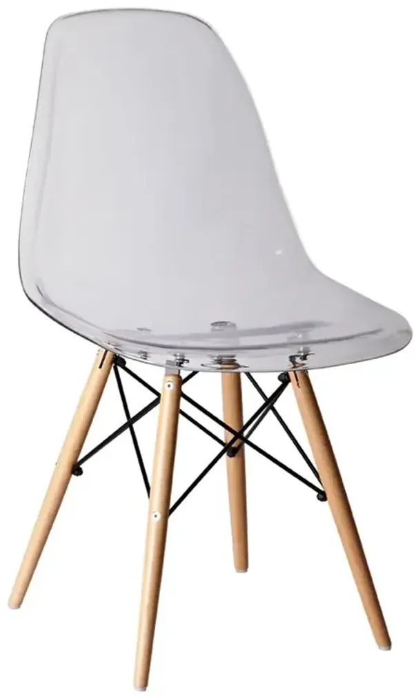 Pp Chair With Wood Legs, Clear Seat, Set Of 2
