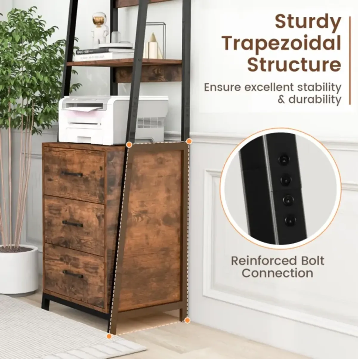 Hivvago Multifunctional Tall Bookcase with Open Shelves and Storage Drawers