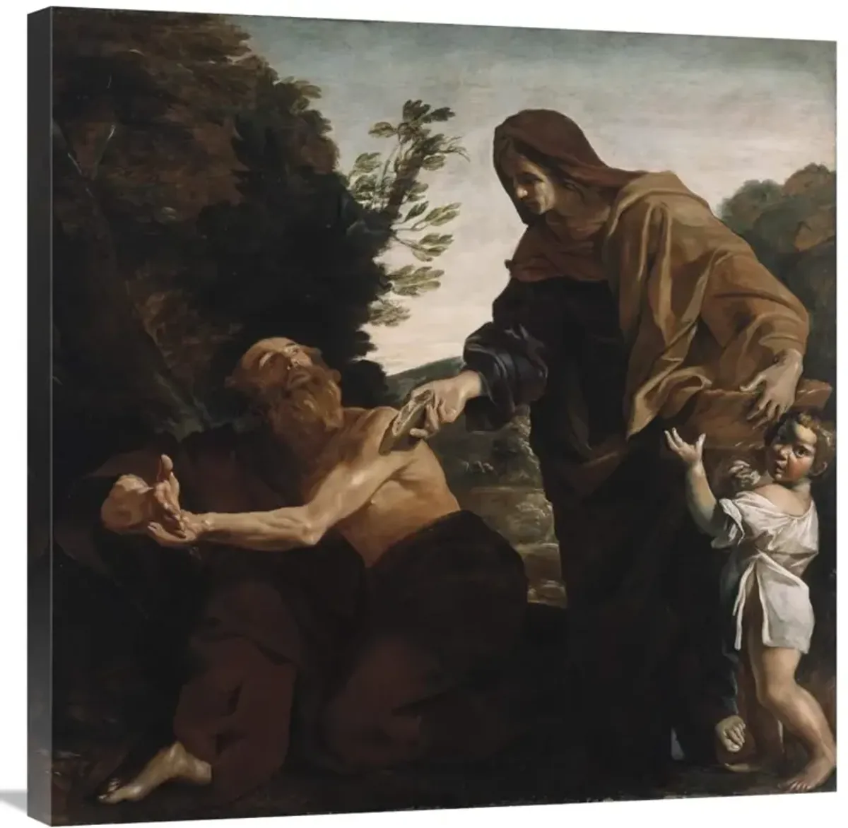 Elijah Receiving Bread from the Widow of Zarephath-Canvas Art-30x30