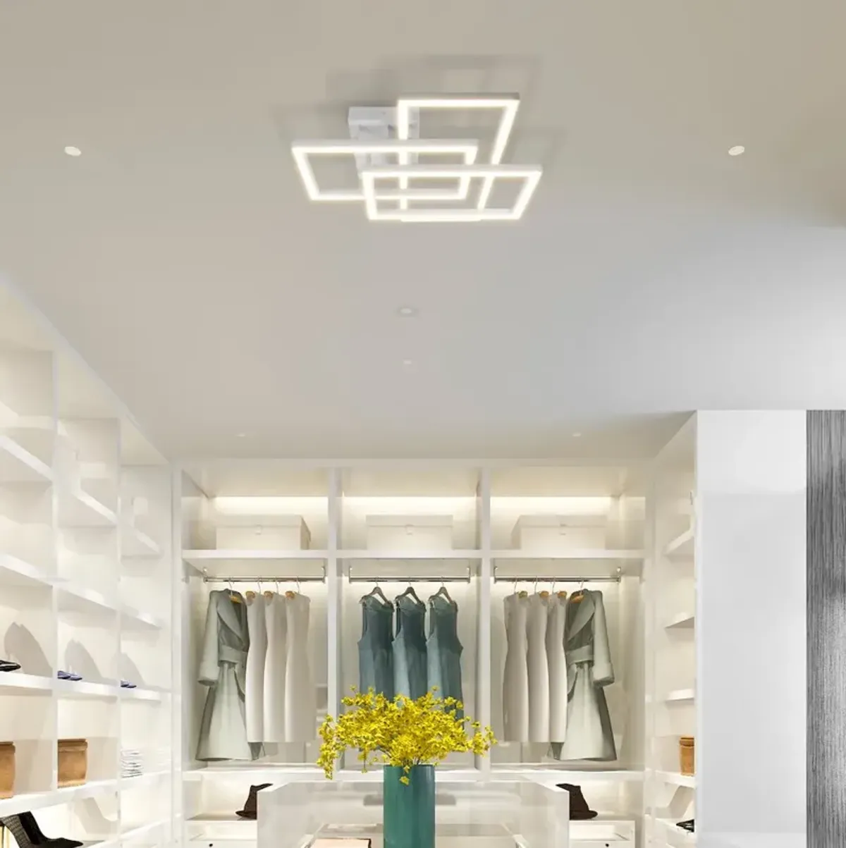 VONN Lighting Integrated LED Ceiling Lighting Rectangular Semi Flush in White