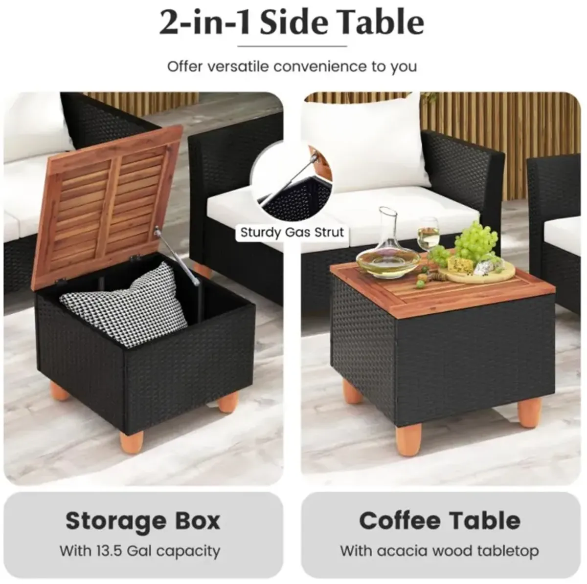 Hivvago 4 Pieces Outdoor Conversation Set with Storage Coffee Table