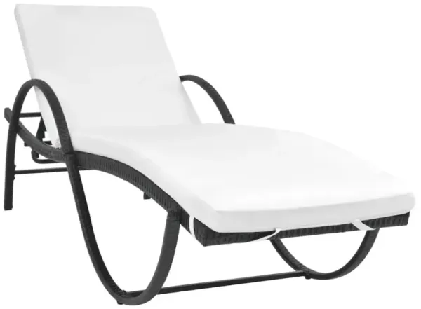 Outdoor Bench Black, Cream white Poly Rattan, Powder-coated steel