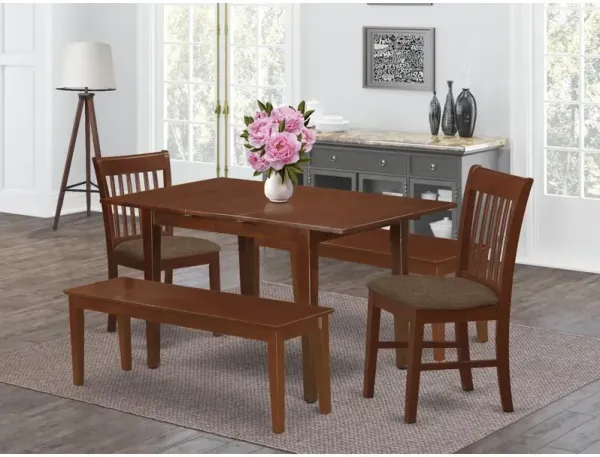 5 pc Dining room set with bench - Table plus 2 Dining Chairs and 2 Benches