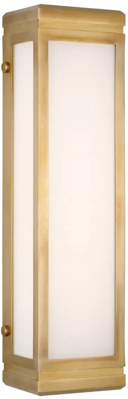 Hayles 17" Bath Light in Natural Brass with White Glass