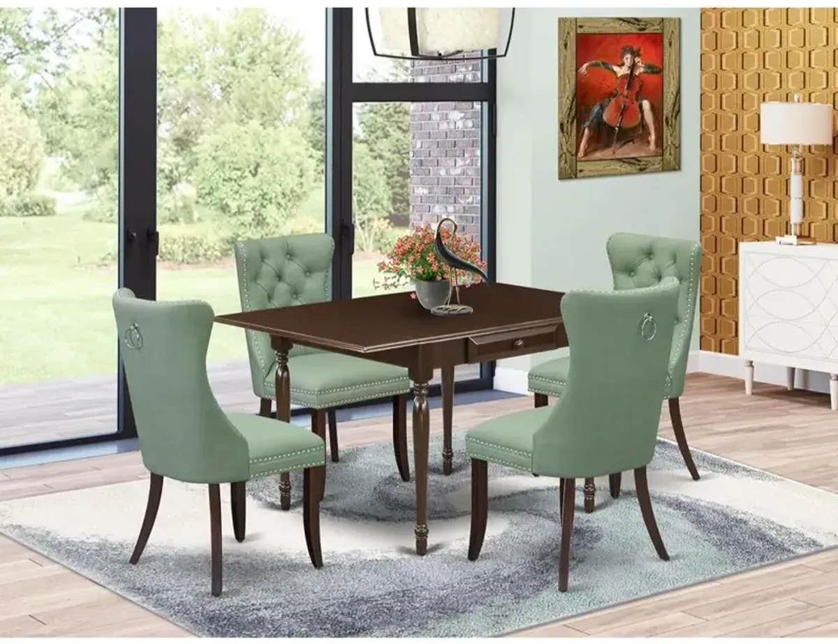 5 Piece Dinette Set Contains a Rectangle Dining Table with Dropleaf