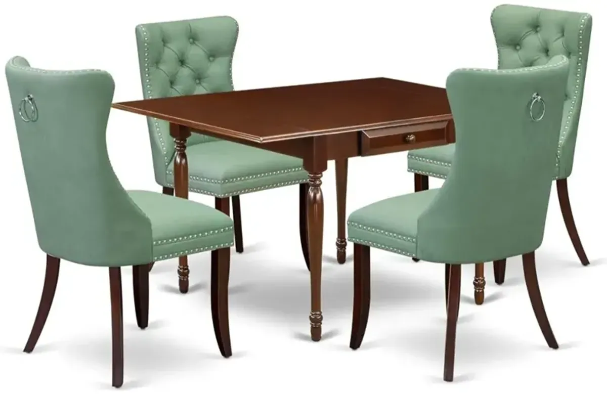 5 Piece Dinette Set Contains a Rectangle Dining Table with Dropleaf