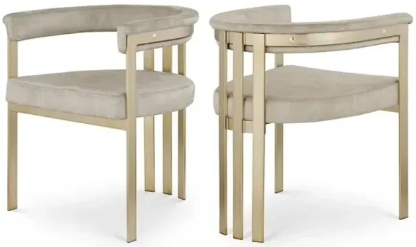 Meridian Furniture Marcello Stone Colored Velvet Dining Chair, Set of 2