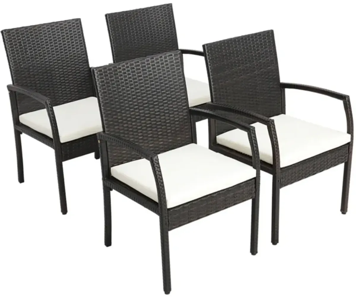 Hivvago 4 Pieces Patio Wicker Dining Armchair Set with Soft Zippered Cushion-Set of 4