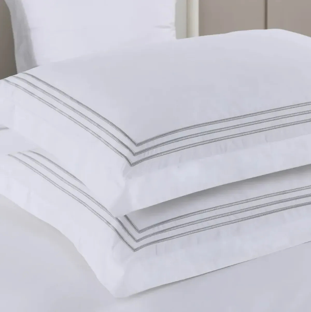 Egyptian Linens - Adeline Percale Embroidered Duvet Cover Set - Made in Egypt