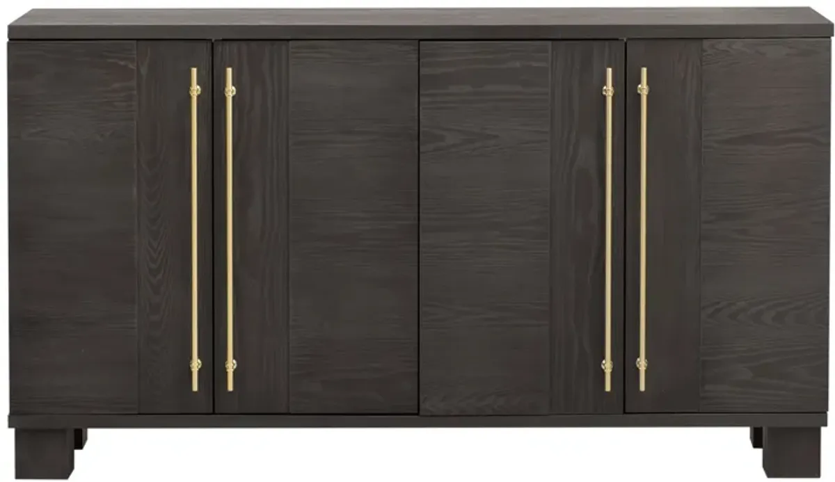 Clihome Sideboard Buffet Cabinet with Storage, Wood Sideboard with Adjustable Shelves and Gold Handles for Kitchen, Dining Room and Living Room (Antique Navy)