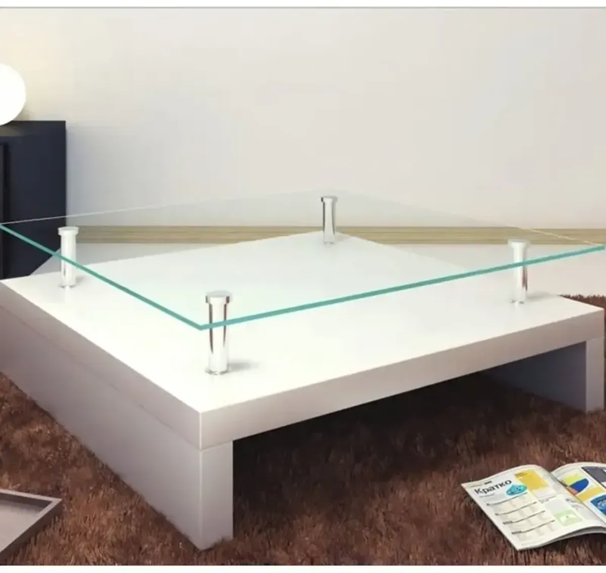 vidaXL Coffee Table with Glass Top White