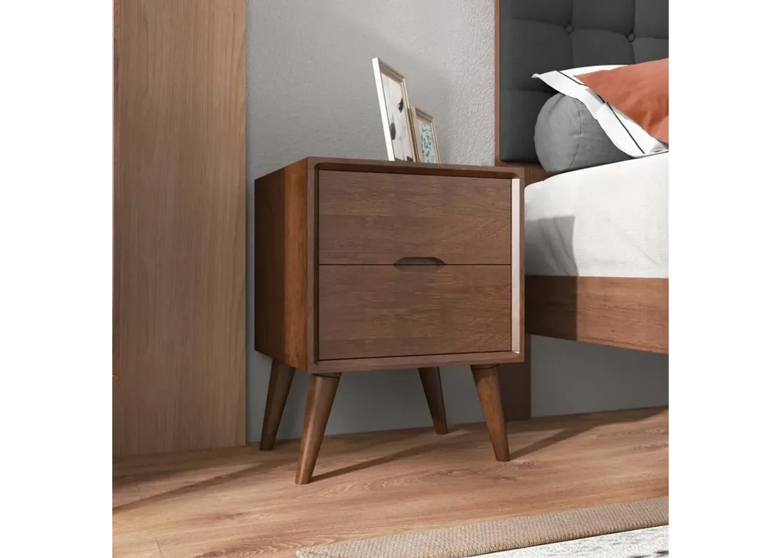 Ashcroft Furniture Co Alexandra Brown Night Stand with 2 Drawers